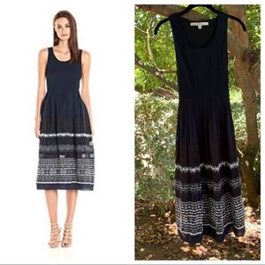 Max Studio Jacquard Navy Midi Dress Small